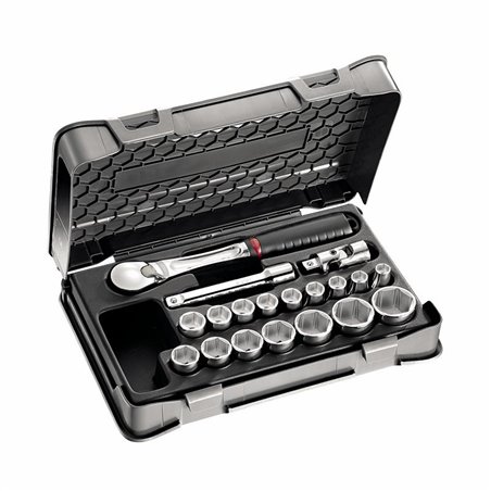 USAG 605 1/2 EB  Assortimento in cassetta di ABS con bussole esagonali (19 pz) LxPxH mm 330x215x60 Peso kg 3            