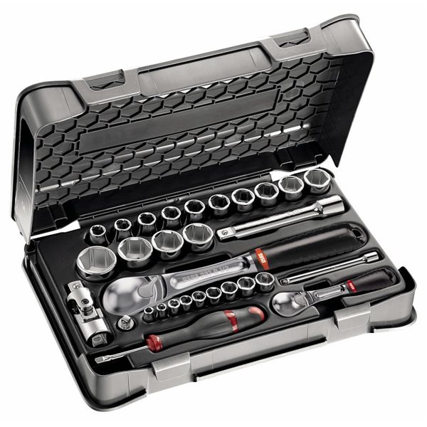 USAG 606 1/4-1/2 EB  Assortimento in cassetta di ABS con bussole esagonali (30 pz) LxPxH mm 330x215x60 Peso kg 3            