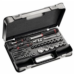 USAG 607 1/4-1/2 EA  Assortimento in cassetta di ABS con bussole esagonali (56 pz) LxPxH mm 435x270x70 Peso kg 4            