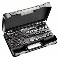 USAG 607 1/4-1/2 EB  Assortimento in cassetta di ABS con bussole esagonali (56 pz) LxPxH mm 435x270x70 Peso kg 4            