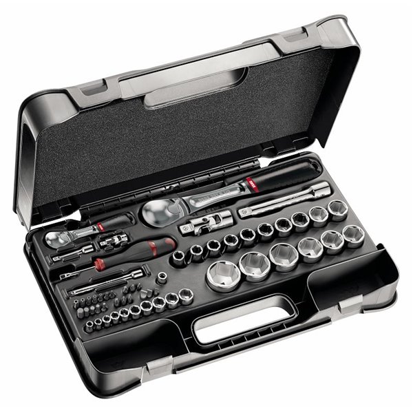 USAG 607 1/4-1/2 EB  Assortimento in cassetta di ABS con bussole esagonali (56 pz) LxPxH mm 435x270x70 Peso kg 4            