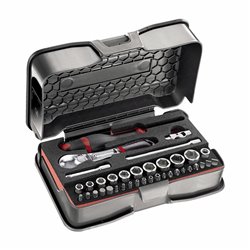 USAG 608 1/4 EB  Assortimento in cassetta di ABS con bussole esagonali (37 pz) LxPxH mm 210x130x60 Peso gr 800            