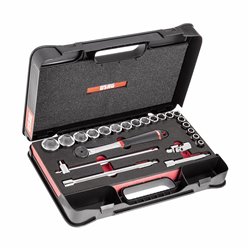 USAG 608 1/2 EA  Assortimento in cassetta di ABS con bussole esagonali (23 pz) LxPxH mm 435x270x70 Peso kg 3            