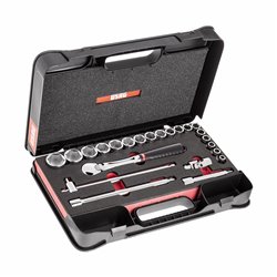 USAG 608 1/2 EB  Assortimento in cassetta di ABS con bussole esagonali (23 pz) LxPxH mm 435x270x70 Peso kg 3            