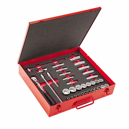 USAG 612 1/2 CLB  Assortimento in cassetta di lamiera con bussole poligonali (35 pz) LxPxH mm 425x395x83 Peso kg 9            