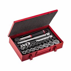 USAG 612 1/2 EA  Assortimento in cassetta di lamiera con bussole esagonali (23 pz) LxPxH mm 320x205x57 Peso kg 4,5            