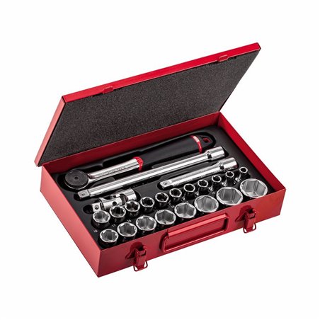 USAG 612 1/2 EA  Assortimento in cassetta di lamiera con bussole esagonali (23 pz) LxPxH mm 320x205x57 Peso kg 4,5            