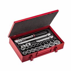 USAG 612 1/2 EB  Assortimento in cassetta di lamiera con bussole esagonali (23 pz) LxPxH mm 320x205x57 Peso kg 4,5            