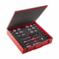 USAG 612 1/2 MPA  Assortimento in cassetta di lamiera con bussole poligonali (35 pz) LxPxH mm 425x395x83 Peso kg 7,5            