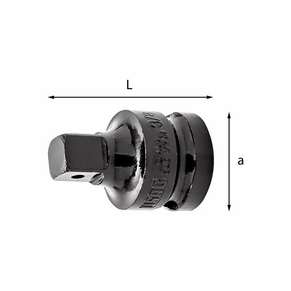 USAG 246 1/2 M  Raccordo riduttore macchina Attacco quadro femmina " 1/2 Attacco quadro maschio " 3/8 L mm 38 a mm 25        