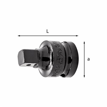 USAG 246 1/2 M  Raccordo riduttore macchina Attacco quadro femmina " 1/2 Attacco quadro maschio " 3/8 L mm 38 a mm 25        