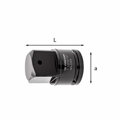 USAG 247 1 1/2 M  Raccordo aumentatore macchina Attacco quadro femmina mm 1 1/2 Attacco quadro maschio " 2 1/2 L mm 120 a mm 60 