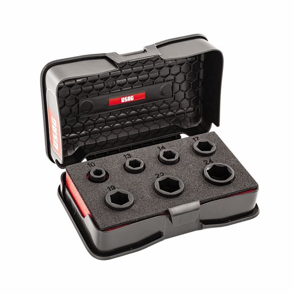 USAG 235 1/2 M/C7  Assortimento in cassetta di ABS con bussole macchina (7 pz) LxPxH mm 210x130x60              