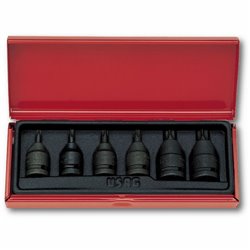 USAG 233 1/2 MNTX/C6  Assortimento in cassetta di ABS con bussole per viti con impronta TORX® (6 pz) LxPxH mm 210x130x60        