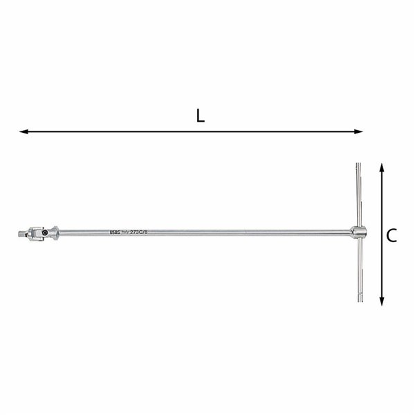 USAG 273 C  Chiavi a T snodate con maschio esagonale Esagono di manovra mm 4 c mm 165 L mm 393          