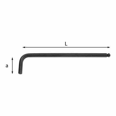 USAG 280 LTS  Chiavi maschio esagonale lunghe piegate con testa sferica Esagono di manovra mm 10 a mm 40 L mm 170          