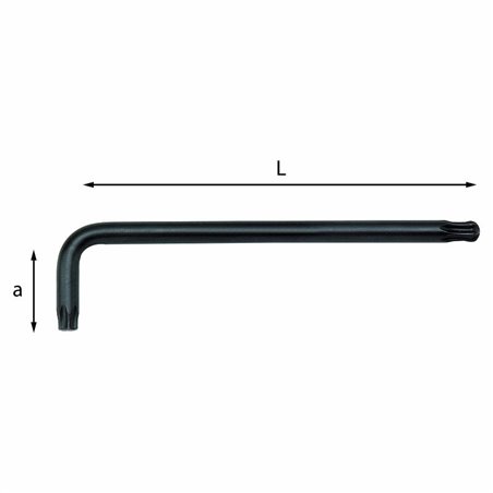 USAG 280 LTSTX  Chiavi maschio lunghe piegate con testa sferica per viti con impronta TORX® n° T45 a mm 28 L mm 130          