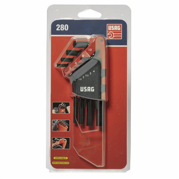 USAG 280 N/S9  Serie di 9 chiavi maschio esagonale Peso gr 250              