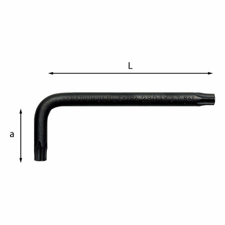 USAG 280 STX  Chiavi maschio piegate per viti con impronta TORX® Tamper Resistant n° T10 a mm 17 L mm 51          
