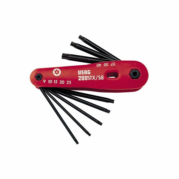 USAG 280 STX/S8  Serie di 8 chiavi maschio per viti con impronta TORX® Tamper Resistant Peso gr 215              