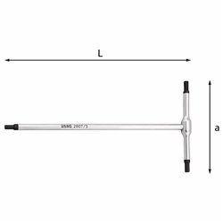 USAG 280 T  Chiavi a T con maschio esagonale Esagono di manovra mm 2 a mm 62 L mm 125 Peso gr 22        