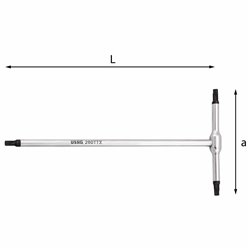 USAG 280 TTX  Chiavi a T per viti con impronta TORX® n° T7 a mm 62 L mm 125          