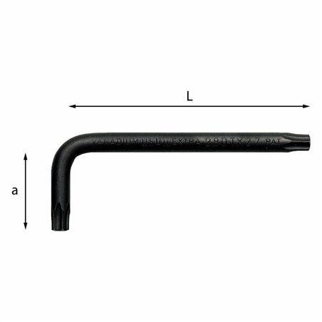 USAG 280 TX  Chiavi maschio piegate per viti con impronta TORX® n° T15 a mm 18 L mm 54          