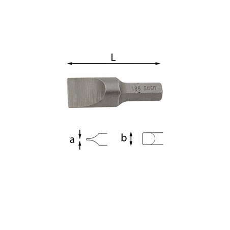 USAG 660  Inserti per viti con intaglio - attacco 1/4" axb mm 0,6x4,5 L mm 25            