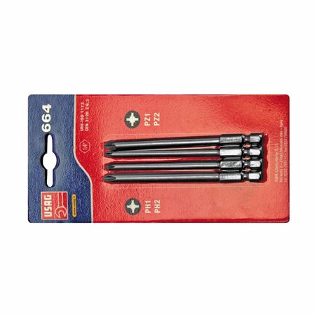 USAG 664 S4/100  Assortimento in blister (4 pz) - attacco 1/4" Peso gr 120              