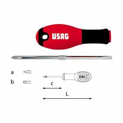USAG 322 R  Giravite reversibile per viti con intaglio e impronta a croce PHILLIPS® axbxc mm 1x6x75 n°xc 2x75 L mm 200          