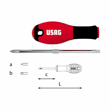 USAG 322 R  Giravite reversibile per viti con intaglio e impronta a croce PHILLIPS® axbxc mm 1x6x75 n°xc 2x75 L mm 200          