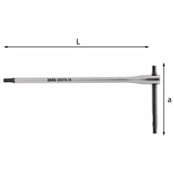 USAG 280 TK  Chiave a T con traversino scorrevole Esagono di manovra mm 2,5 a mm 63 L mm 150 Peso gr 20        
