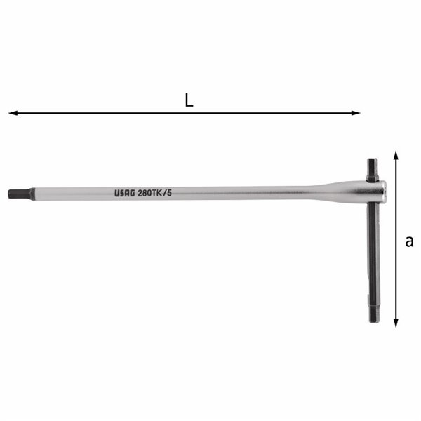 USAG 280 TK  Chiave a T con traversino scorrevole Esagono di manovra mm 5 a mm 87 L mm 195 Peso gr 76        