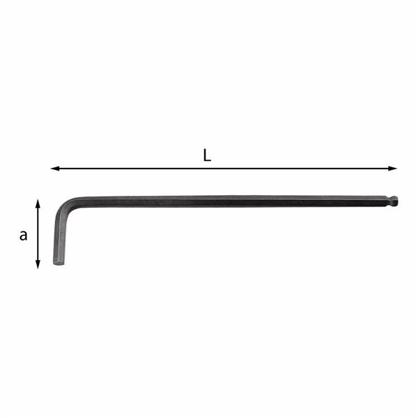 USAG 280 XLTS  Chiavi maschio esagonale extra-lunghe piegate con testa sferica Esagono di manovra mm 10 a mm 40 L mm 221        