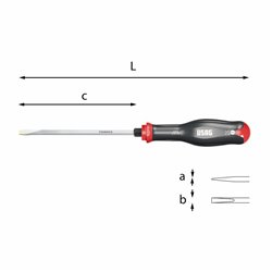 USAG 324 E  Giraviti per viti con intaglio axbxc mm 1,2x8x175 L mm 300 Esagono di manovra mm 11 Misura impugnatura M4        