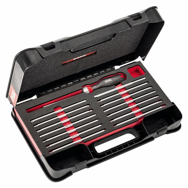 USAG 333 K/SC23  Assortimento COMBIDRIVE in cassetta di ABS (23 pz) LxPxH mm 435x270x70              