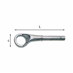 USAG 253  Chiavi poligonali semplici curvate pesanti Bocca poligonale mm 36 c mm 55 L mm 245          