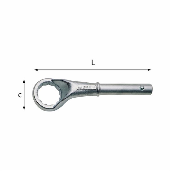 USAG 253  Chiavi poligonali semplici curvate pesanti Bocca poligonale mm 75 c mm 110 L mm 375          