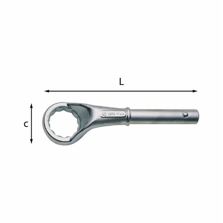 USAG 253  Chiavi poligonali semplici curvate pesanti Bocca poligonale mm 80 c mm 125 L mm 385          