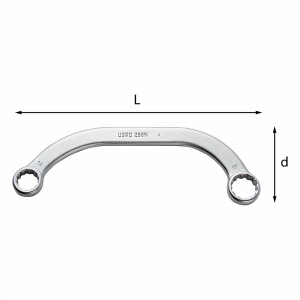 USAG 258 N  Chiavi poligonali doppie speciali Bocca poligonale mm 14x17 Numero denti 79,2 L mm 190          