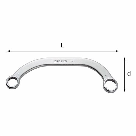 USAG 258 N  Chiavi poligonali doppie speciali Bocca poligonale mm 15x17 Numero denti 81,3 L mm 220          
