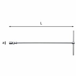 USAG 276 CE  Chiavi a T snodate con bocca esagonale Bocca esagonale mm 8 a mm 12 L mm 398          