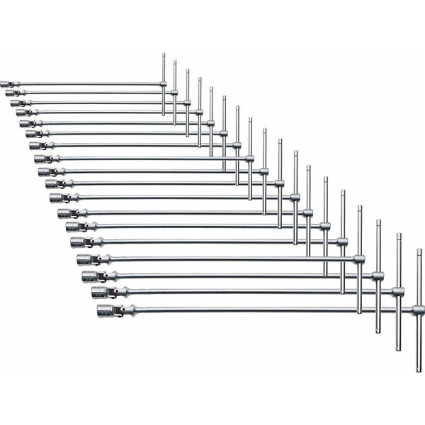 USAG 276 CE/SE18  Serie di 18 chiavi a T snodate con bocca esagonale Peso kg 9,5              