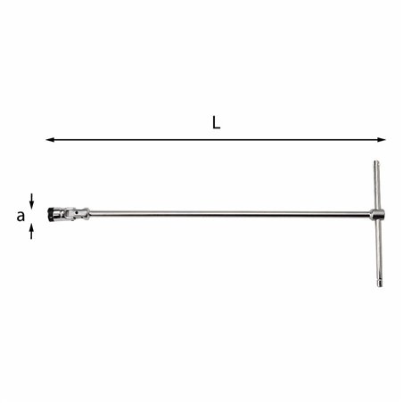 USAG 276 CEB  Chiavi a T snodate con bocca esagonale e sistema di trattenimento Bocca esagonale mm 8 a mm 12 L mm 398          