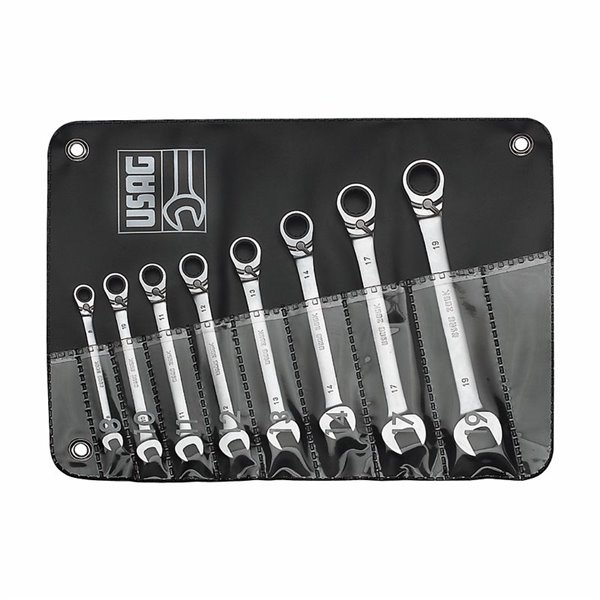 USAG 285 KA/B8  Serie di 8 chiavi combinate a cricchetto con anello di tenuta Peso gr 900              