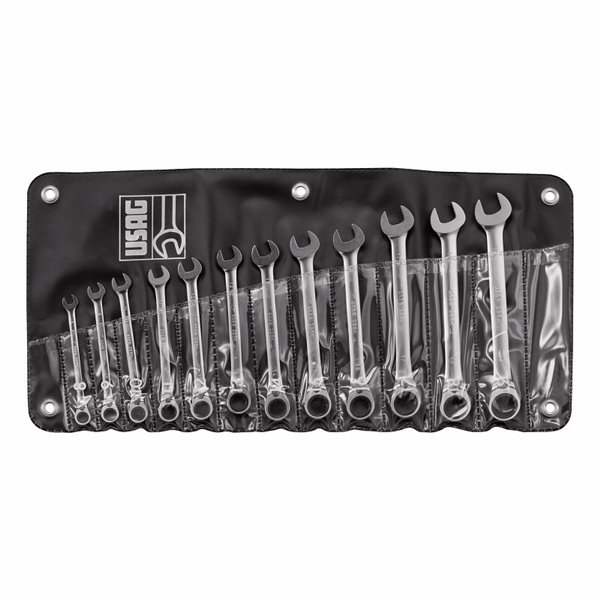 USAG 285 KA/B12  Serie di 12 chiavi combinate a cricchetto con anello di tenuta Peso kg 1,5              