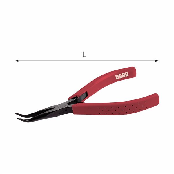 USAG 017/4  Pinza a becchi mezzotondi lunghi affusolati piegati a 45° axbxc mm 35x1,6x9 L mm 135 Peso gr 75          