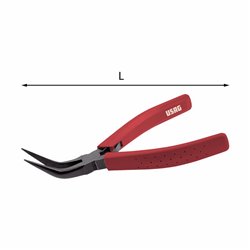 USAG 017/6  Pinza a becchi mezzotondi extra lunghi piegati a 40° axbxc mm 45x1,6x14 L mm 155 Peso gr 75          
