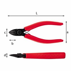 USAG 038 AU1  Tronchese per orafi a tagliente diagonale per filo d'oro L mm 130 a mm 52 b mm 19 c mm 16 d mm 8 Peso gr 94    
