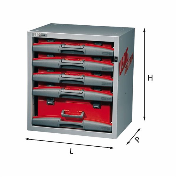 USAG 5000 B5  Composizione con valigette asportabili LxPxH mm 495x375x542 Peso kg 30            